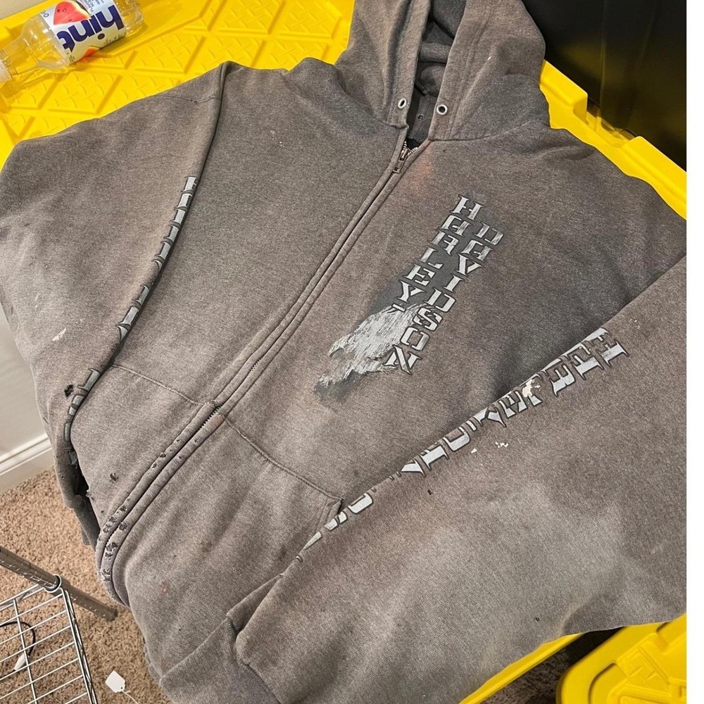 Harley-Davidson Zip Up Hoodie Mens XL Distressed Sun Faded Indy West Grey